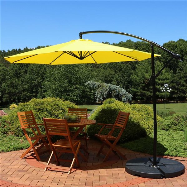 Sunnydaze Offset Outdoor Patio Umbrella with Crank Sunshine 9-ft