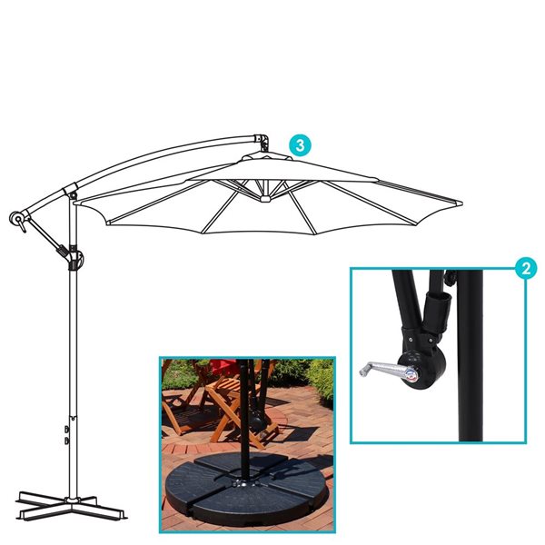 Sunnydaze Offset Outdoor Patio Umbrella with Crank Sunshine 9-ft