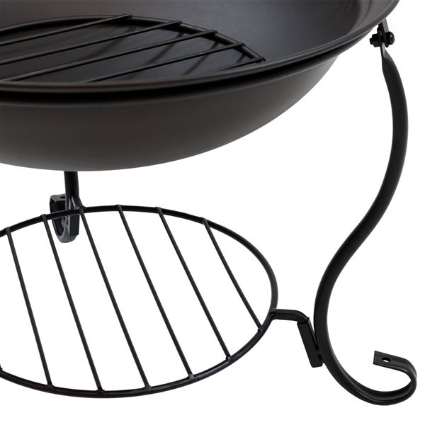 Sunnydaze Raised Black Steel Fire Pit with Spark Screen and Stand 18-in