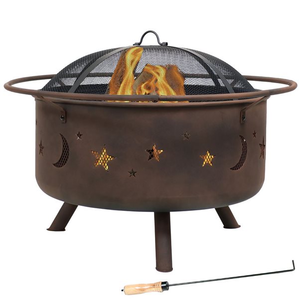 SUNNYDAZE DECOR Sunnydaze Cosmic Fire Pit with Cooking Grill & Spark ...