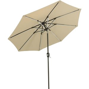 Sunnydaze Solar LED Patio Umbrella - Sunbrella - Beige - 9-ft