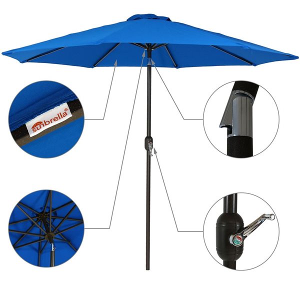 Sunnydaze Aluminum Sunbrella Patio Umbrella Pacific Blue 9-ft