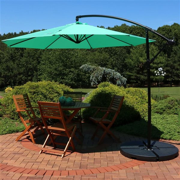 Sunnydaze Offset Outdoor Patio Umbrella with Crank Seafoam 9-ft