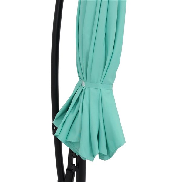 Sunnydaze Offset Outdoor Patio Umbrella with Crank Seafoam 9-ft