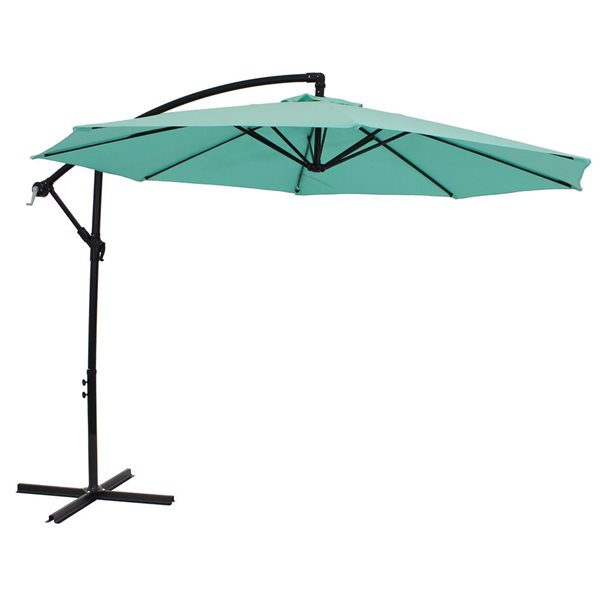 Sunnydaze Offset Outdoor Patio Umbrella with Crank Seafoam 9-ft