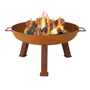 Sunnydaze Small Rustic Cast Iron Wood Burning Fire Pit Bowl 24-in