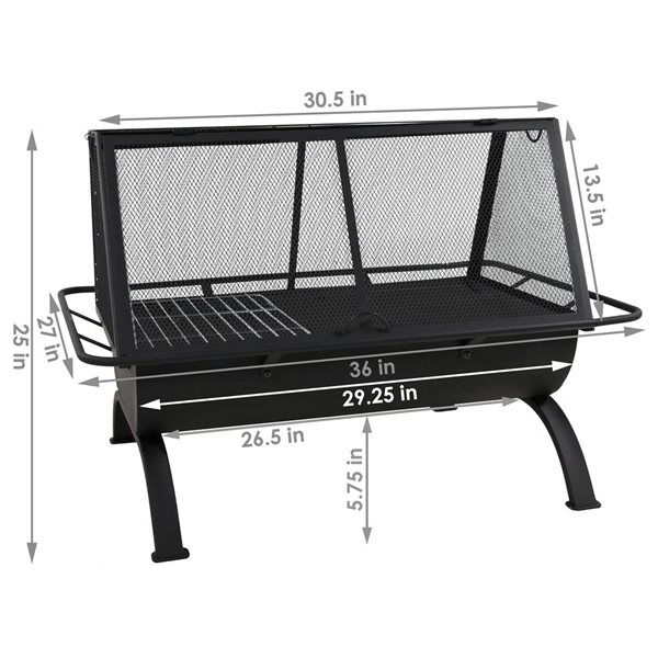 Sunnydaze Northland Grill Fire Pit with Protective Cover 36-in