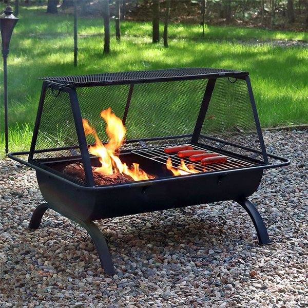 Sunnydaze Northland Grill Fire Pit with Protective Cover 36-in