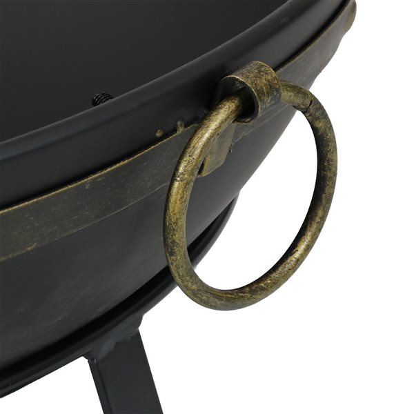 Sunnydaze Victorian Steel Fire Bowl with Handles and Spark Screen 25-in