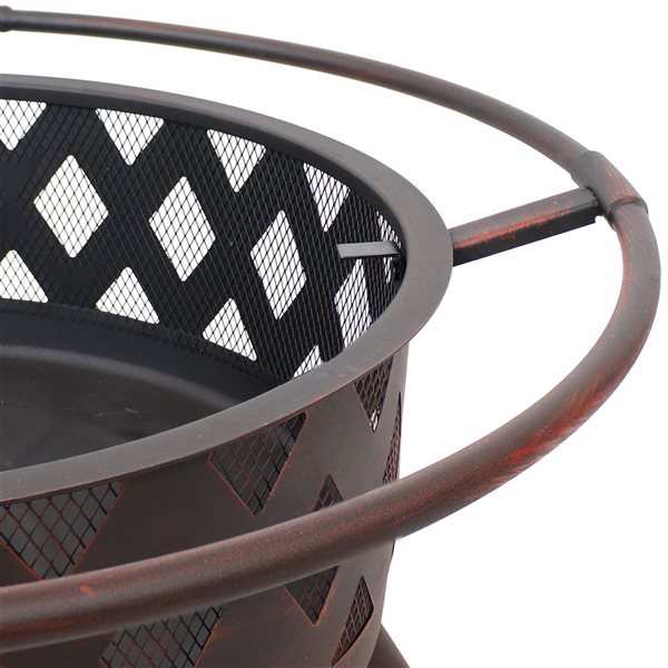 Sunnydaze Bronze Crossweave Wood Burning Fire Pit with Spark Screen 30-in