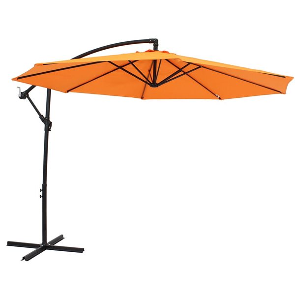 Sunnydaze Offset Outdoor Patio Umbrella with Crank Tangerine 9.5-ft