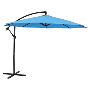 Sunnydaze Offset Outdoor Patio Umbrella with Crank Azure 9-ft