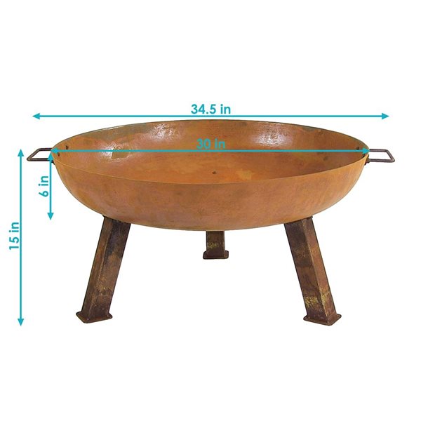 Sunnydaze Rustic Cast Iron Wood Burning Fire Pit 30-in