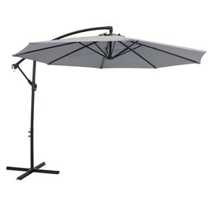 Sunnydaze Offset Outdoor Patio Umbrella with Crank Smoke 9-ft