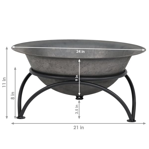 Sunnydaze Dark Gray Wood Burning Cast Iron Fire Pit Bowl 24-in