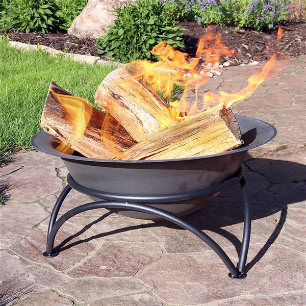 Sunnydaze Dark Gray Wood Burning Cast Iron Fire Pit Bowl 24-in