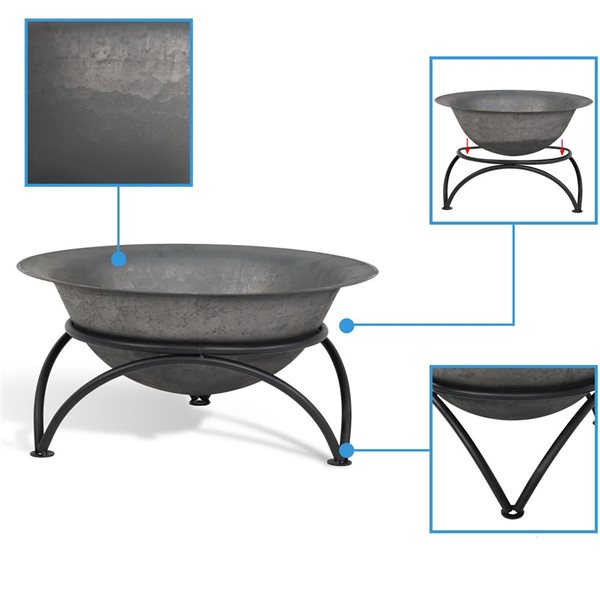 Sunnydaze Dark Gray Wood Burning Cast Iron Fire Pit Bowl 24-in