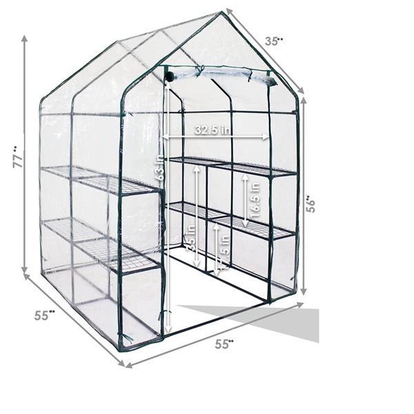 Sunnydaze Decor 55-ft L x 55-ft W x 77-ft H Clear Greenhouse Kit