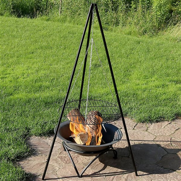 Sunnydaze Tripod Grilling Set with Cooking Grate - 22-in