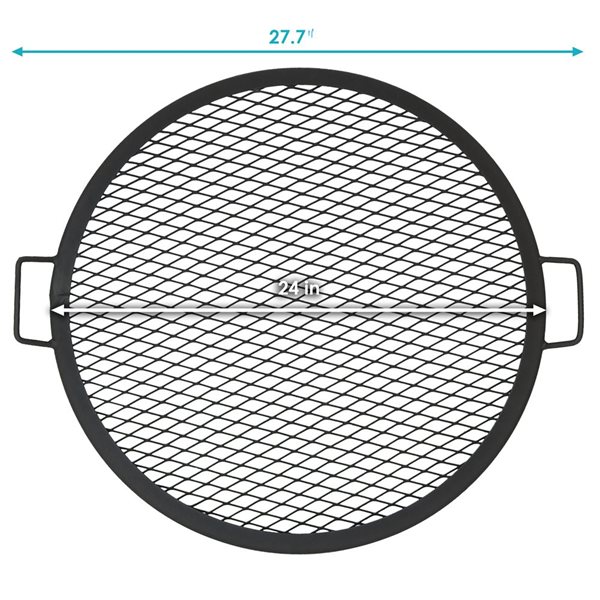 Sunnydaze X-Marks Fire Pit Cooking Grill Durable Steel -24-in