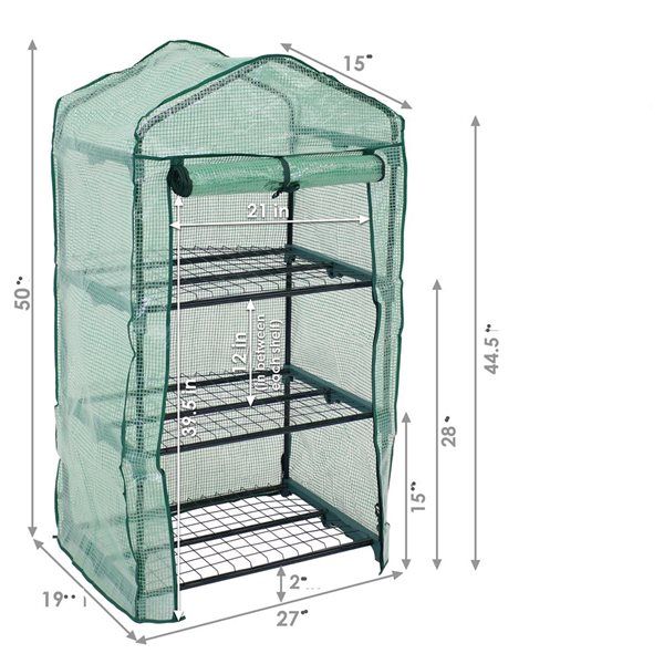 Sunnydaze Decor 19-ft L x 27-ft W x 50-ft H - Green Greenhouse Kit