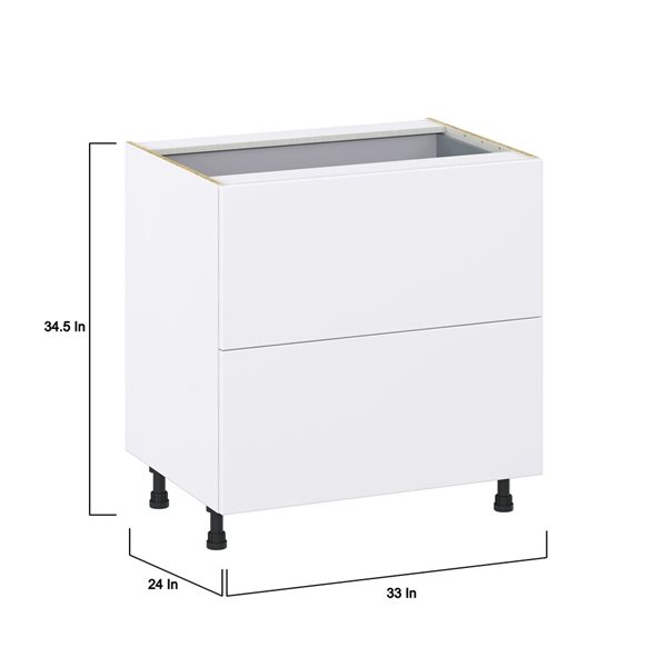 Hugo&Borg Lasalle 33 x 34.5 x 24.88-in Glacier White Drawer Base Semi-Custom Cabinet