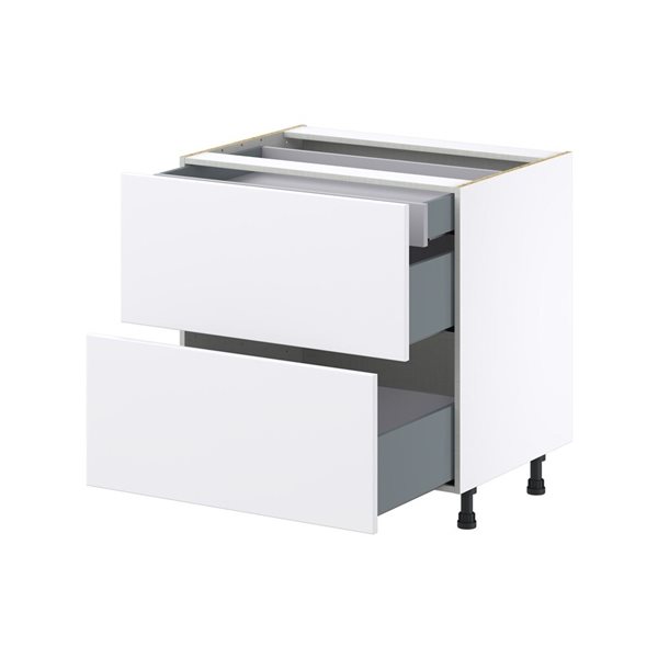 Hugo&Borg Lasalle 33 x 34.5 x 24.88-in Glacier White Drawer Base Semi-Custom Cabinet