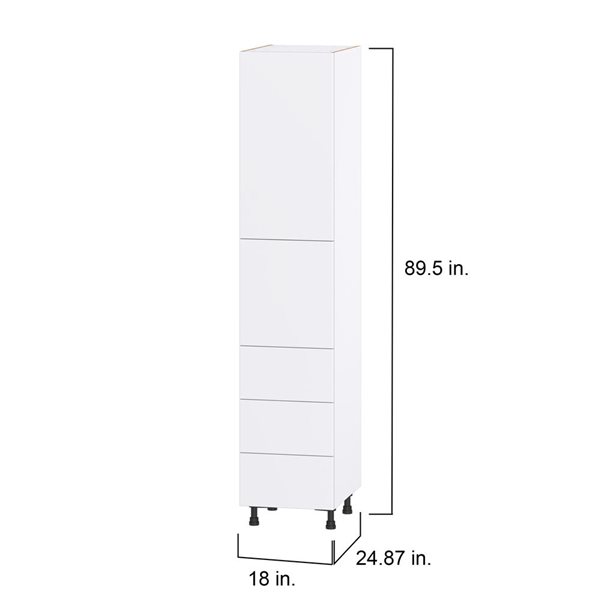 Hugo&Borg Lasalle 18 x 89.5 x 24.88-in Glacier White Door and Drawer Pantry Semi-Custom Cabinet