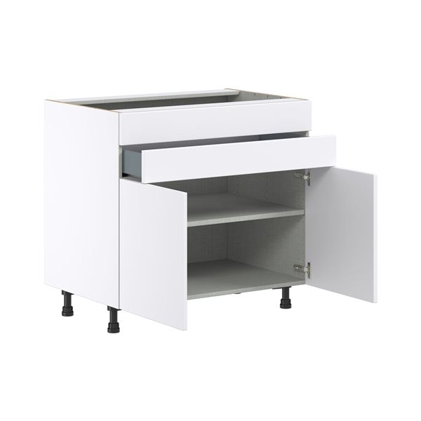 Hugo&Borg Lasalle 36 x 34.5 x 24.88-in Glacier White Door and Drawer Base Semi-Custom Cabinet