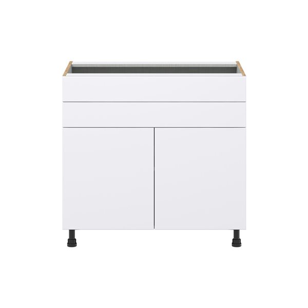 Hugo&Borg Lasalle 36 x 34.5 x 24.88-in Glacier White Door and Drawer Base Semi-Custom Cabinet