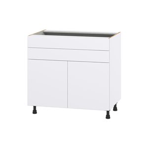 Hugo&Borg Lasalle 36 x 34.5 x 24.88-in Glacier White Door and Drawer Base Semi-Custom Cabinet