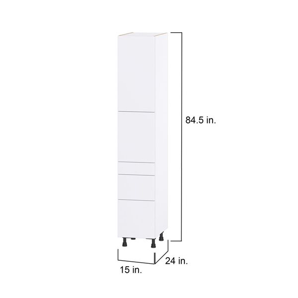 Hugo&Borg Lasalle 15 x 84.5 x 24.88-in Glacier White Door and Drawer Pantry Semi-Custom Cabinet