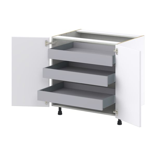 Hugo&Borg Lasalle 33 x 34.5 x 24.88-in Glacier White Door and Drawer Base Semi-Custom Cabinet