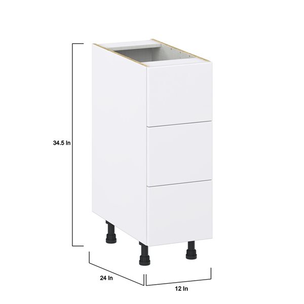 Hugo&Borg Lasalle 12 x 34.5 x 24.88-in Glacier White Drawer Base Semi-Custom Cabinet