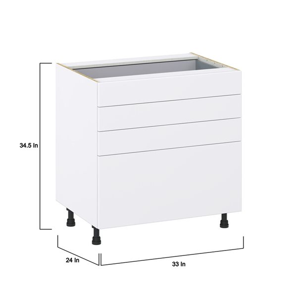 Hugo&Borg Lasalle 33 x 34.5 x 24.88-in Glacier White Drawer Base Semi-Custom Cabinet