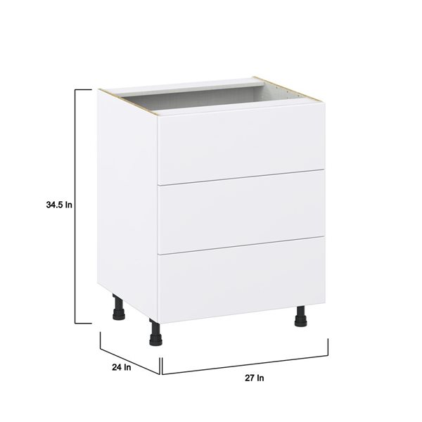 Hugo&Borg Lasalle 27 x 34.5 x 24.88-in Glacier White Drawer Base Semi-Custom Cabinet