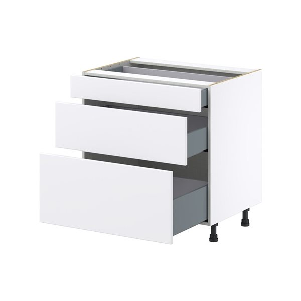 Hugo&Borg Lasalle 33 x 34.5 x 24.88-in Glacier White Drawer Base Semi-Custom Cabinet