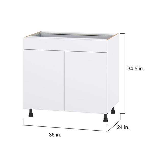 Hugo&Borg Lasalle 36 x 34.5 x 24.88-in Glacier White Door and Drawer Base Semi-Custom Cabinet