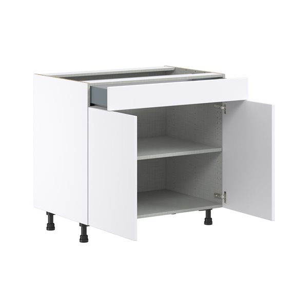 Hugo&Borg Lasalle 36 x 34.5 x 24.88-in Glacier White Door and Drawer Base Semi-Custom Cabinet