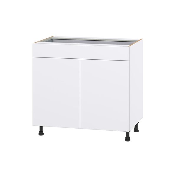 Hugo&Borg Lasalle 36 x 34.5 x 24.88-in Glacier White Door and Drawer Base Semi-Custom Cabinet