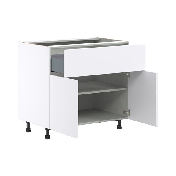 Hugo&Borg Lasalle 36 x 34.5 x 24.88-in Glacier White Door and Drawer Base Semi-Custom Cabinet