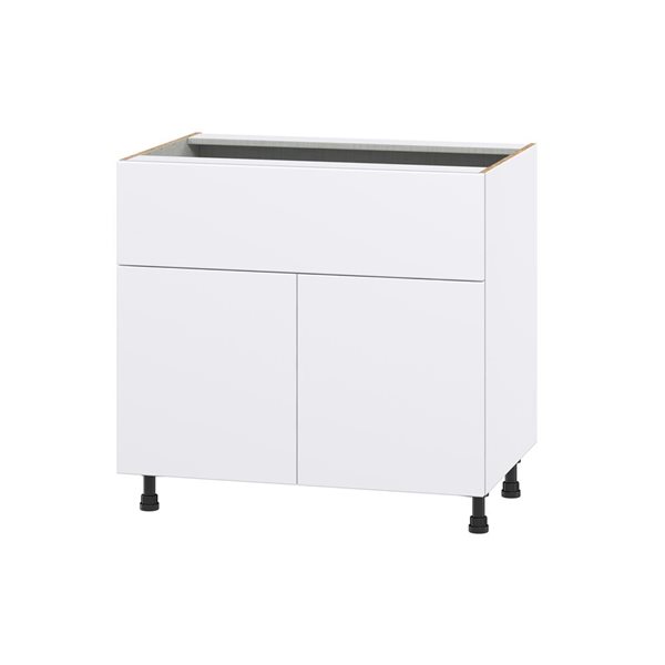 Hugo&Borg Lasalle 36 x 34.5 x 24.88-in Glacier White Door and Drawer Base Semi-Custom Cabinet