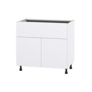 Hugo&Borg Lasalle 36 x 34.5 x 24.88-in Glacier White Door and Drawer Base Semi-Custom Cabinet