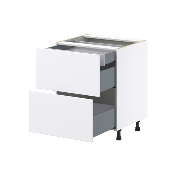 Hugo&Borg Lasalle 27 x 34.5 x 24.88-in Glacier White Drawer Base Semi-Custom Cabinet