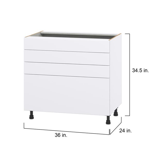 Hugo&Borg Lasalle 36 x 34.5 x 24.88-in Glacier White Drawer Base Semi-Custom Cabinet