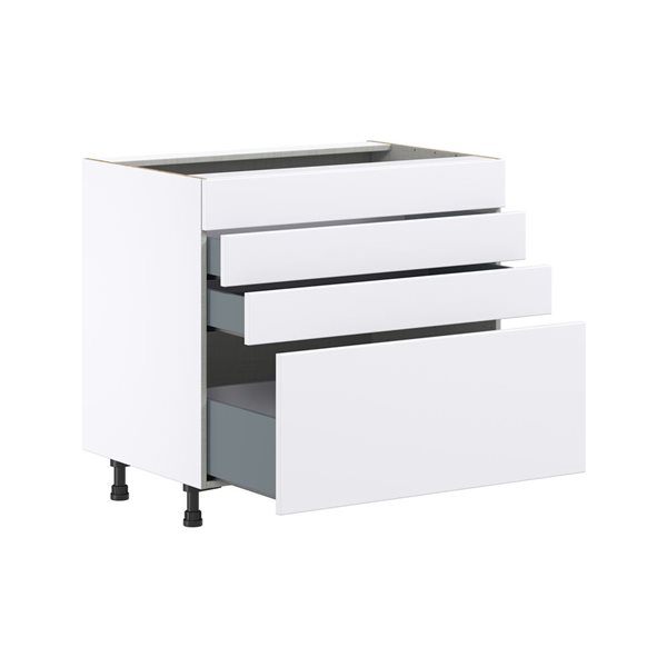 Hugo&Borg Lasalle 36 x 34.5 x 24.88-in Glacier White Drawer Base Semi-Custom Cabinet