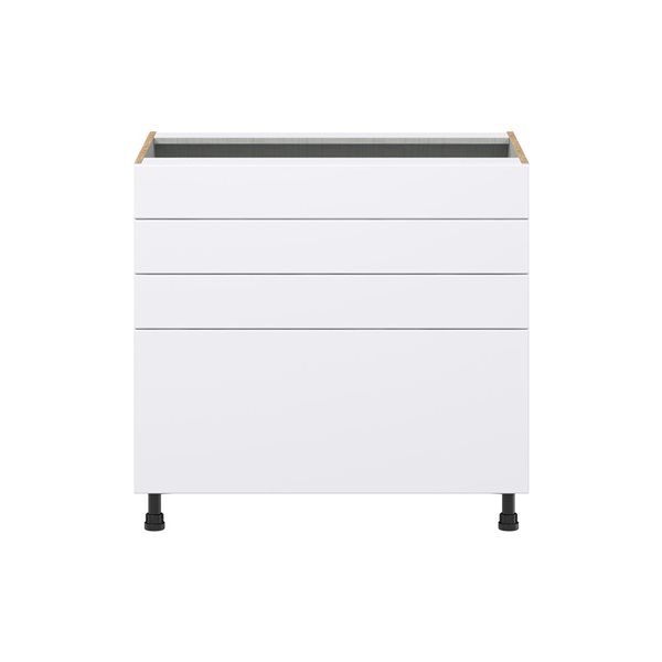 Hugo&Borg Lasalle 36 x 34.5 x 24.88-in Glacier White Drawer Base Semi-Custom Cabinet