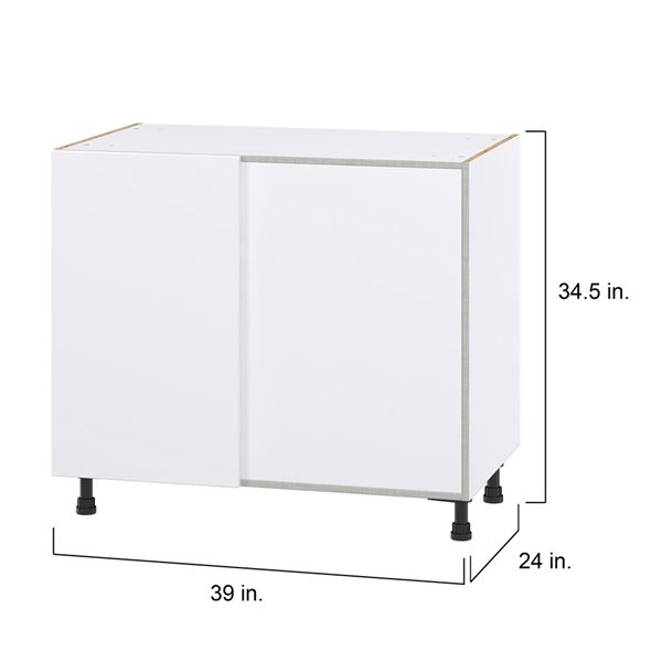 Hugo&Borg Lasalle 39 x 34.5 x 24.88-in Glacier White Blind Corner Base Semi-Custom Cabinet