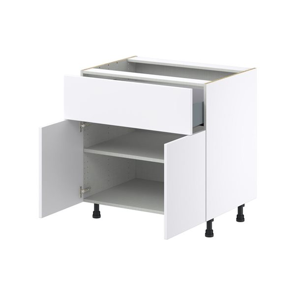 Hugo&Borg Lasalle 33 x 34.5 x 24.88-in Glacier White Door and Drawer Base Semi-Custom Cabinet