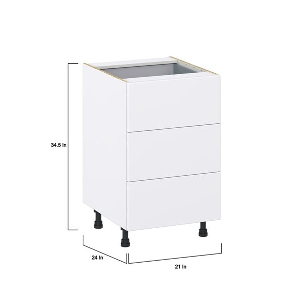 Hugo&Borg Lasalle 21 x 34.5 x 24.88-in Glacier White Drawer Base Semi-Custom Cabinet